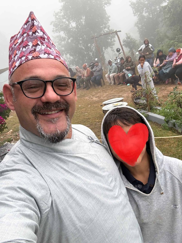 Dimitris guiding travelers through spiritual experiences in Nepal Himalayas